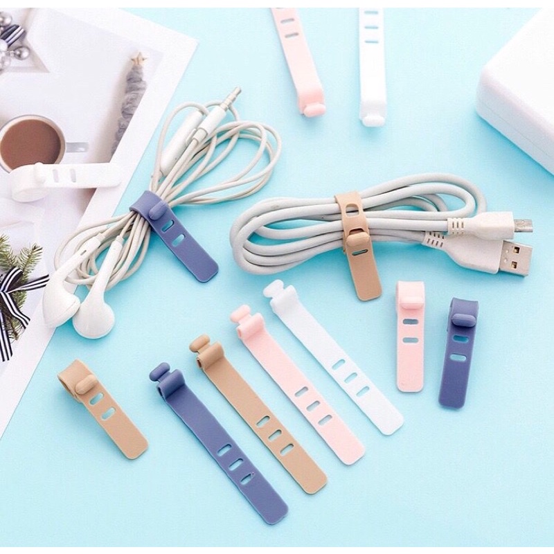 Pengikat Kabel Silikon Macaron Tie Strap Wrap Perapih Kabel Charger Earphone