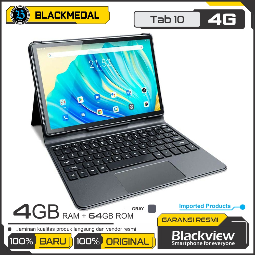 TAB 10 Android 11 Tablet 10 inch MTK8768 Octa Core 1920X1200 4GB RAM 64GB ROM 4G Jaringan 7480MAh Ta