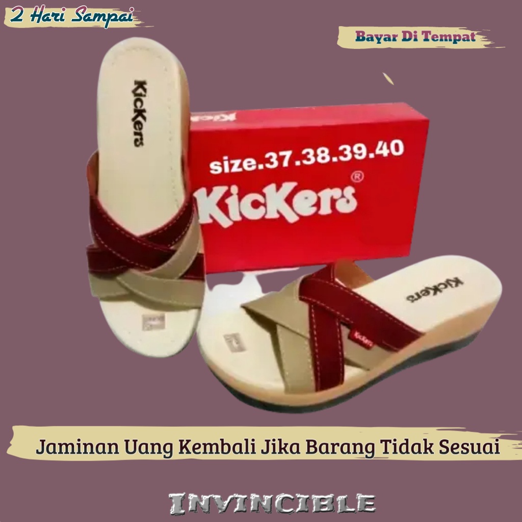 Invincible Sandal Wedges Wanita Selop  Sandal Wanita terbaru Sandal slip on