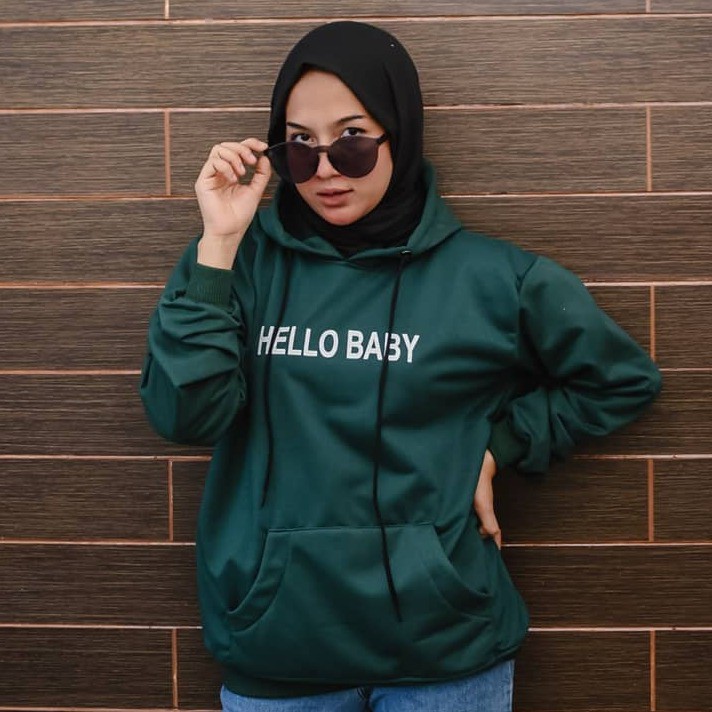 Sweater Hoodie Hello Baby Fit to  XL(BESAR)