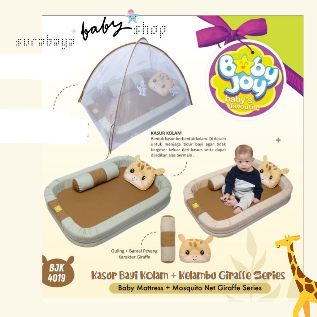 BABY JOY KASUR BAYI KOLAM + KELAMBU GIRAFFE SERIES - BJK4019