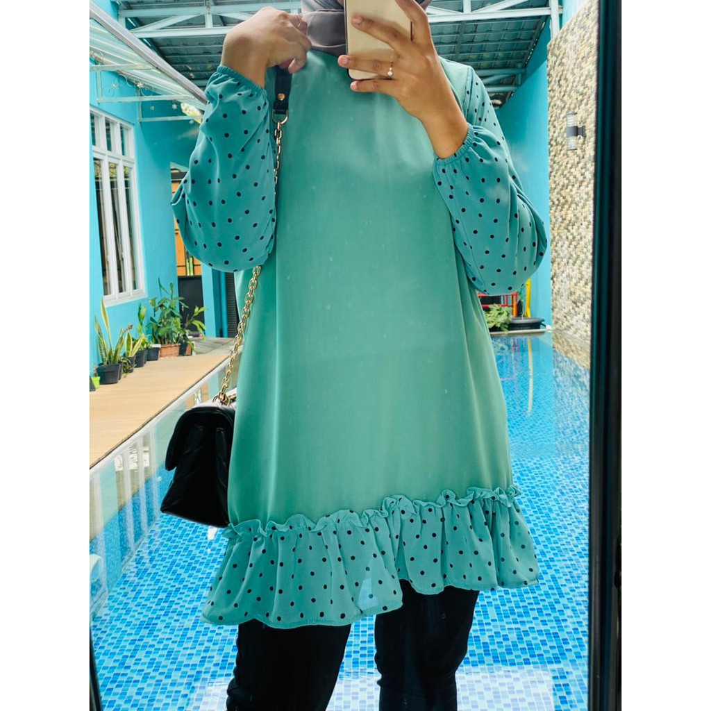 TUNIK RANUM / TUNIK RENANDA / TUNIK KOMBINASI POLKADOT