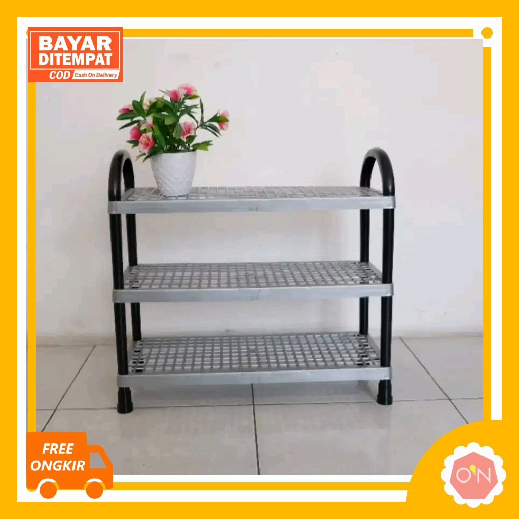 Rak Sepatu Plastik 3 Susun / Rak Sepatu 3 TINGKAT / Rak Sepatu Dan Sendal
