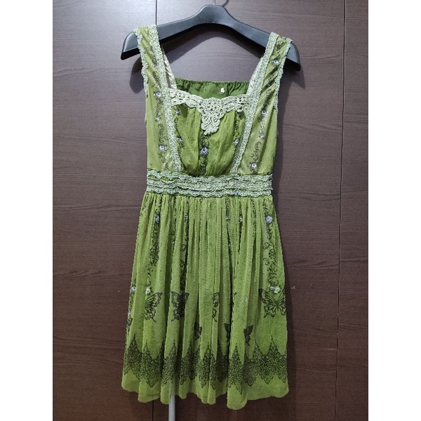 preloved dress brukat hijau