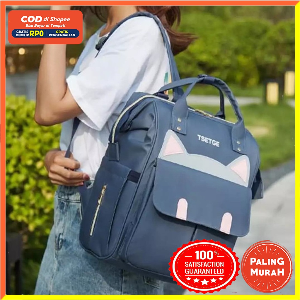 Tas Ransel Sekolah Backpack Wanita Tas Murah Ransel Ransel Anello Cat Kucing Anak Remaja Dewasa Prem