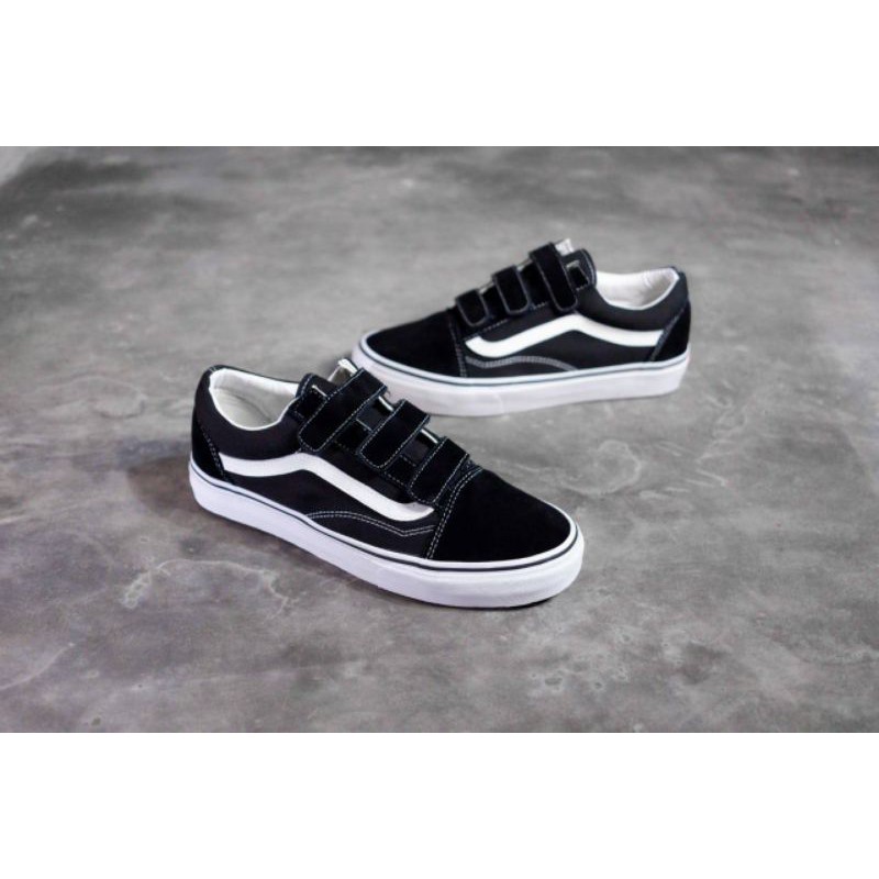 RESTOCK VANS OLD SKOOL VELCRO PRO CLASSIC BLACK WHITE