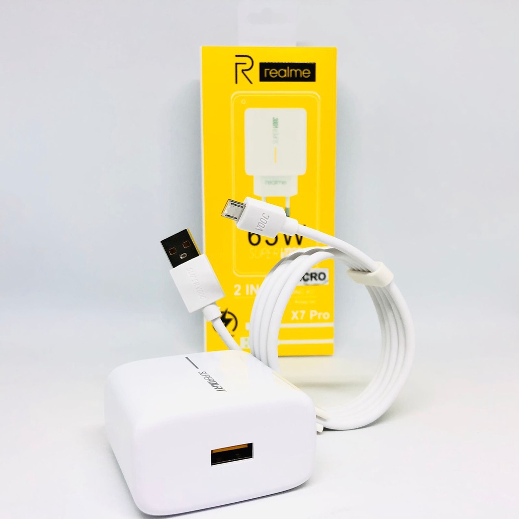 Charger Realme 7 pro 65w / Realme X2 pro &amp; X7 PRO 65 watt Original 100% Super Vooc Micro dan Type C Ori New