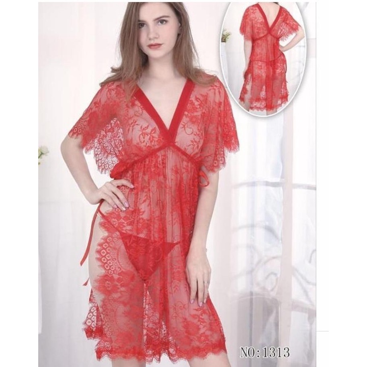 LINGERIE SEXY 96 - lingerie sexy dress full brokat kupu kupu