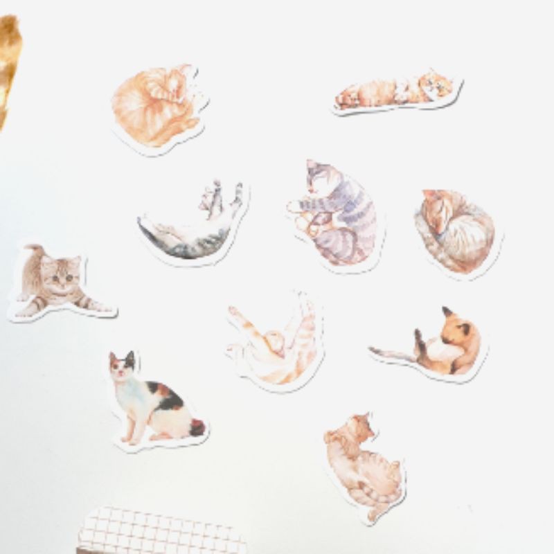 

45pcs/lot Sticker Box Import Dekorasi Scrapbook Bentuk Kucing