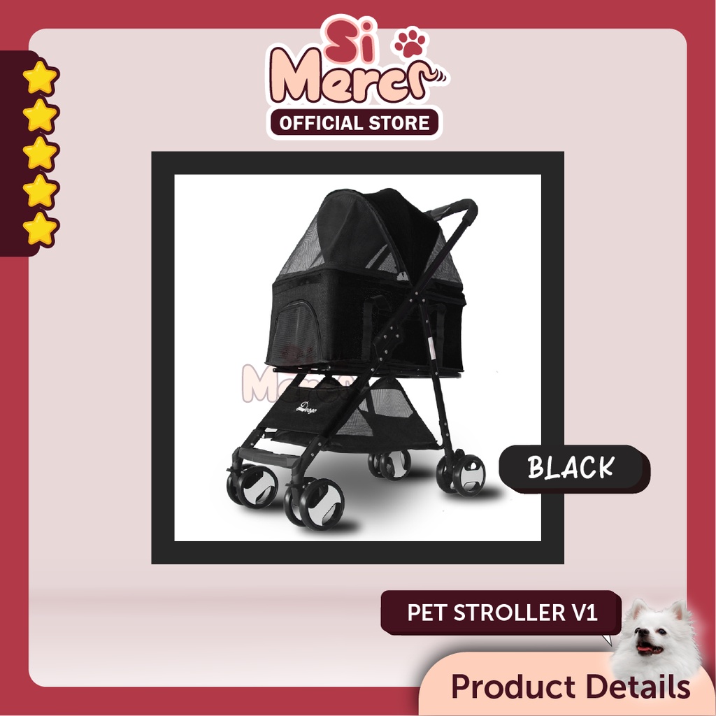 Pet Stroller Anjing Kucing Kereta Dorong PREMIUM | Foldable 4 Roda Dog Stroller Troli Hewan 2 in 1 [SiMerci]