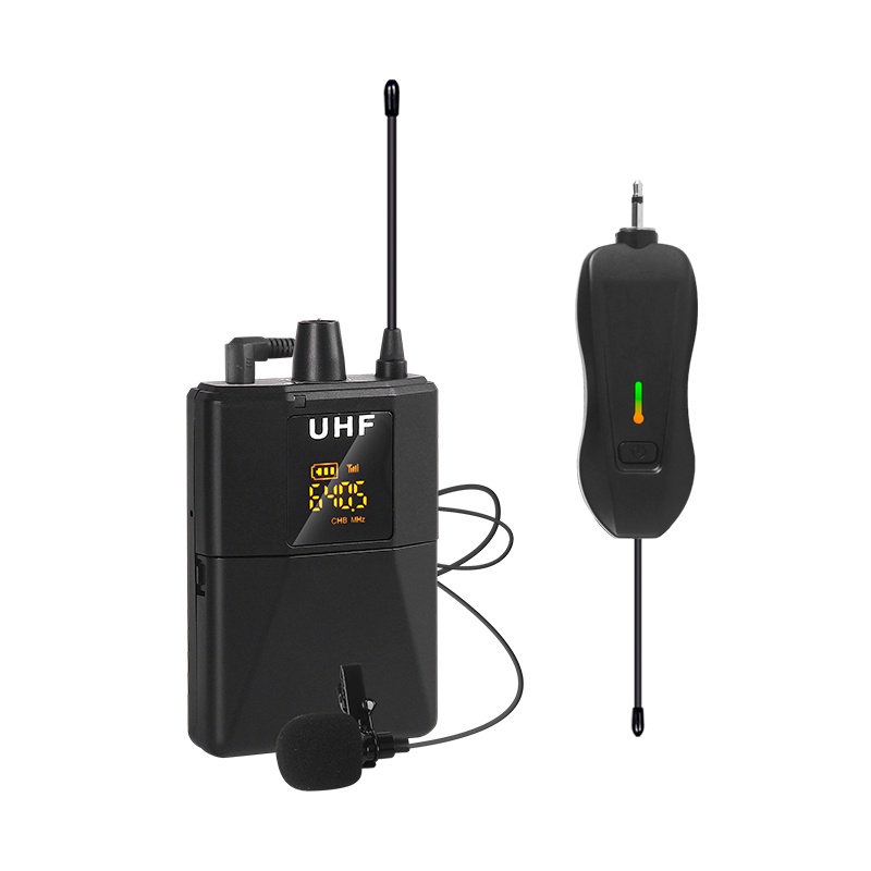 XTUGA UHF Mikrofon Nirkabel Lavalier Wireless Lapel Microphone System Podcast Live 2 Transmitter - AD-220 - Black