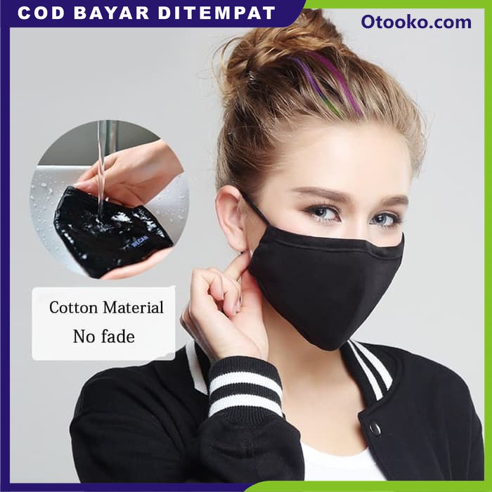 Masker Motor kain 3 lapis Tali Ikat Busa Tebal 3 Ply 3Ply Bisa Dicuci Korea Style