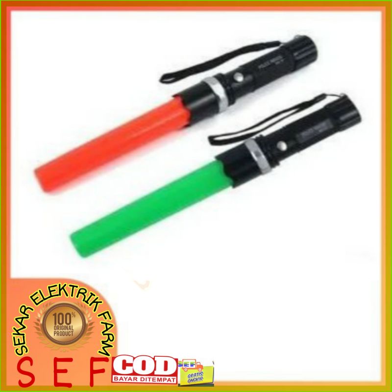 Senter SWAT Lalin Double Cone Flashlight Red Light Kedip Warna Lampu Terang / Kedip kedip