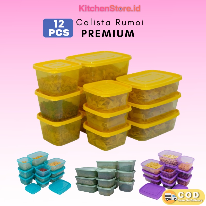 [GRATIS BUBBLE] TOPLES PLASTIK KALISTA RUMOI PREMIUM 12PCS FULL WARNA TOPLES SET FOOD CONTAINER SET TEMPAT MAKANAN WADAH KULKAS PENYIMPANAN SAYUR DAN BUAH MINIMALIS KOTAK SERBAGUNA SET