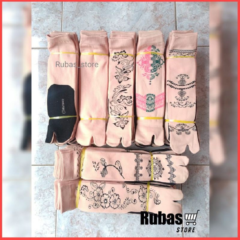 Grosir ( 12 pasang ) kaos kaki jempol muslimah wanita dewasa bahan nilon lembut non kemas termurah-3