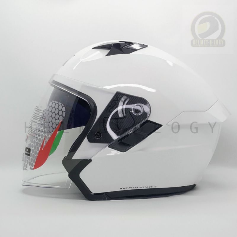 Jual Rsv Sv Gloss White Helm Half Face Sv Double Visor Ddring