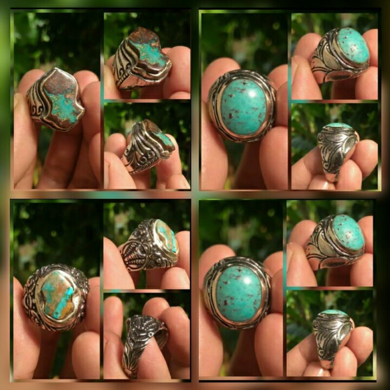natural Pirus persia cincin terompah ring motif natural Pirus persia