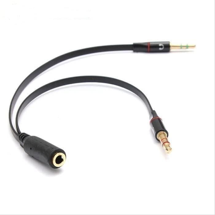 Kabel Jack Audio 3.5mm Female ke Dual 3.5mm Male HiFi (Mic+Hear)
