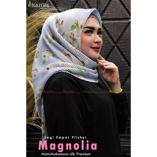 Jilbab Segi Empat Motif Plisket Polycatton Ori Nazilla-Magnolia Blue