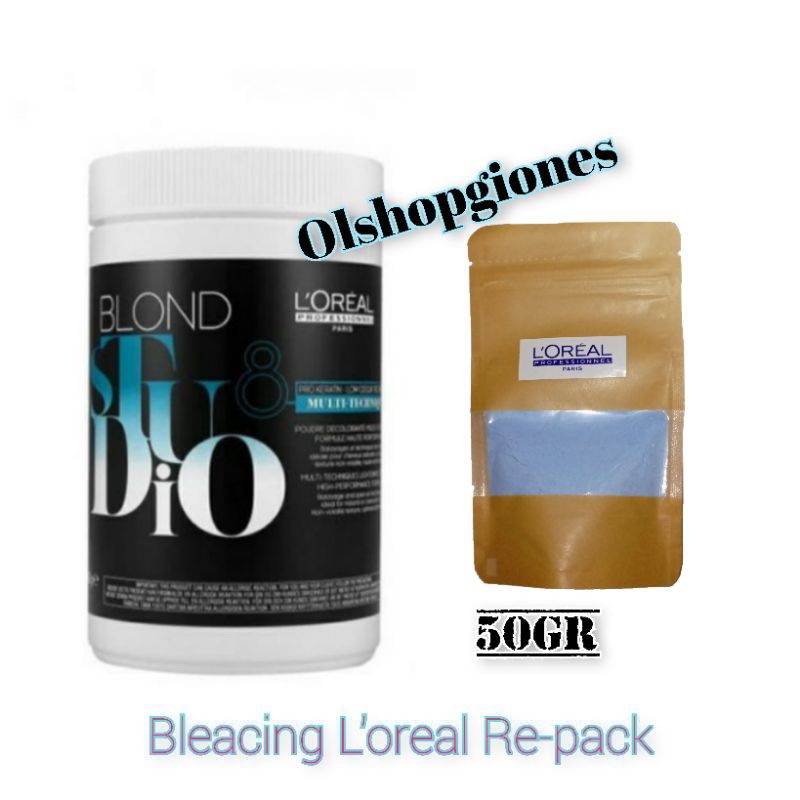 Loreal Blond Studio Bleaching powder Rambut  mini 50gr developer oxydant peroxide bubuk blicing blecing silver