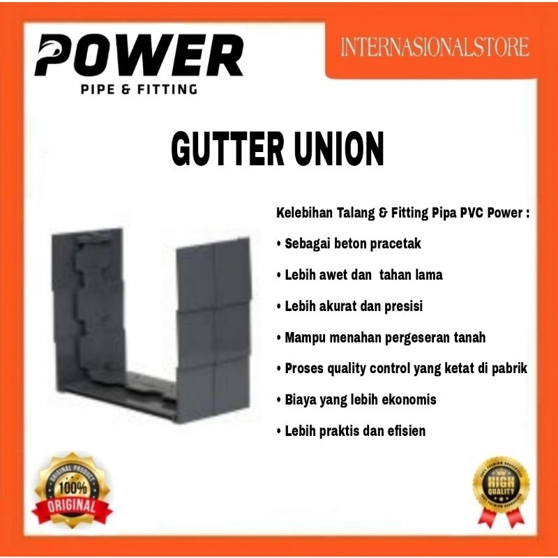 gutter union ukuran 140 Talang & fitting pipa PVC Power