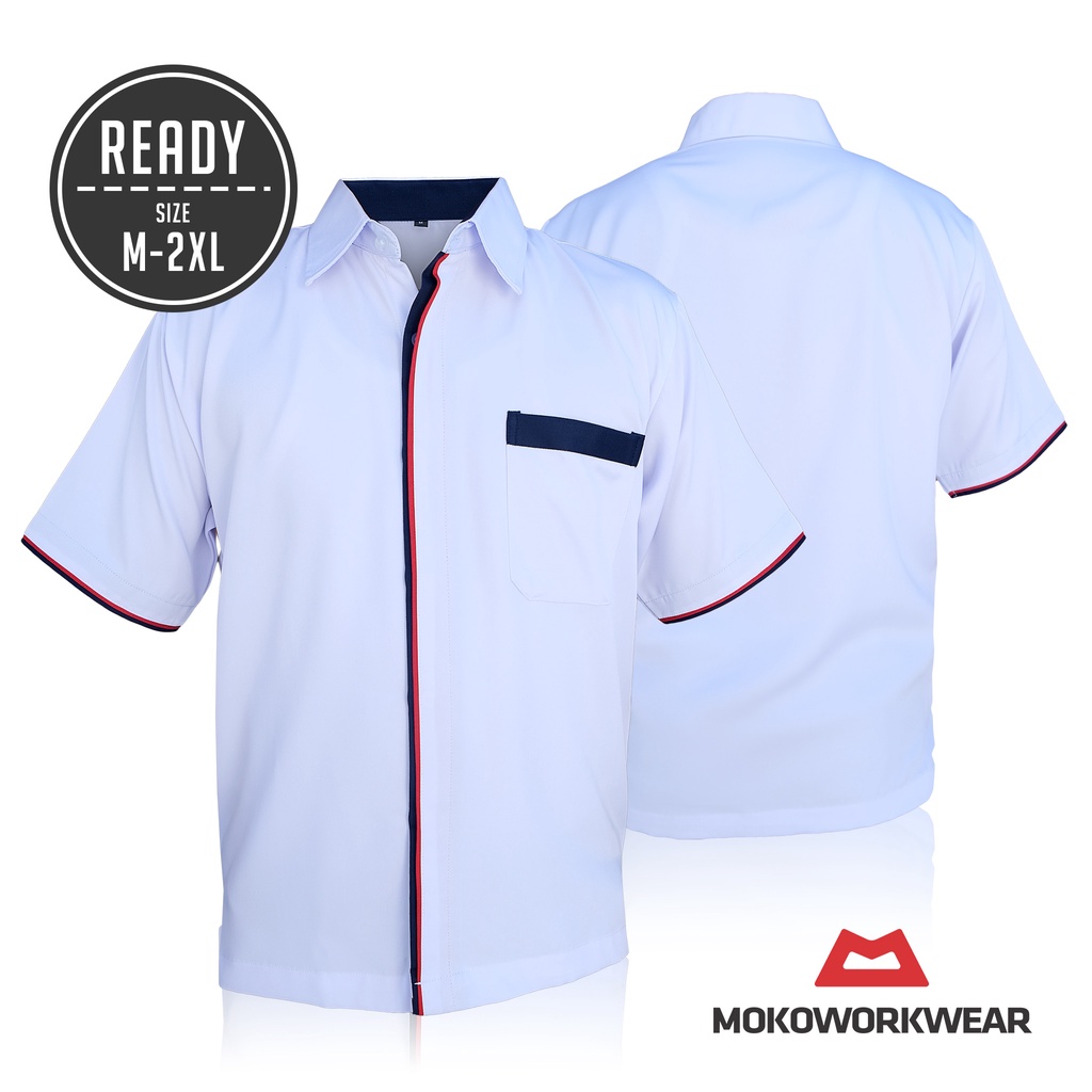 Jual MOKO UNIFORM OFFICE WHITE / KEMEJA SERAGAM KERJA / OFFICE / KEMEJA ...