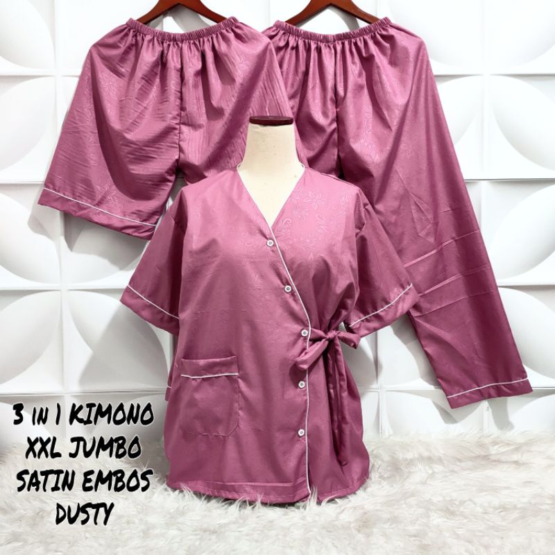 PIYAMA KIMONO 3IN1 XXL JUMBO SATIN EMBOS