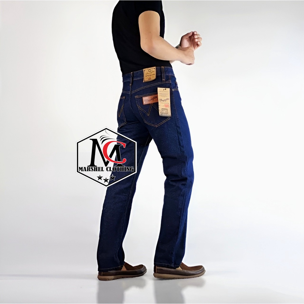 RCL - Celana Jins Jeans Standar Regular Fit Pria Wrengl3r / Celana Wrangl3r reguler Celana Jeans Standar Pria Hitam Biru Stune Biru Blits Garmen ( 28 - 38 )