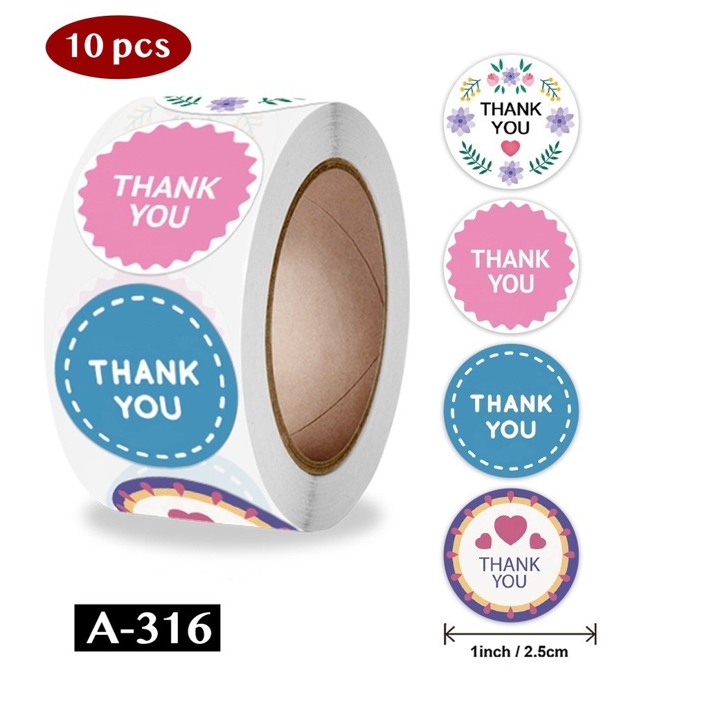AliMaMa - STIKER THANK YOU 10 PCS - Sticker Terima Kasih Segel Olshop Online Shop Packaging Packing Souvenir Suvenir Import Murah Medan-A-316