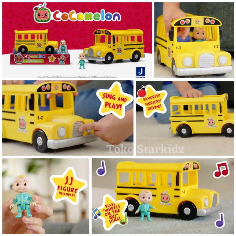 Mainan Bis Sekolah Cocomelon ORIGINAL - Musical Yellow School Bus (FREE 1 Figure JJ)