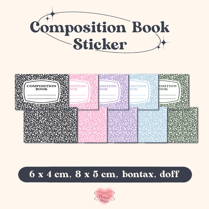 

[Laminated] COMPOSITION STICKER | Aesthetic Sticker | Stiker Label | Stiker Nama | flutterheart