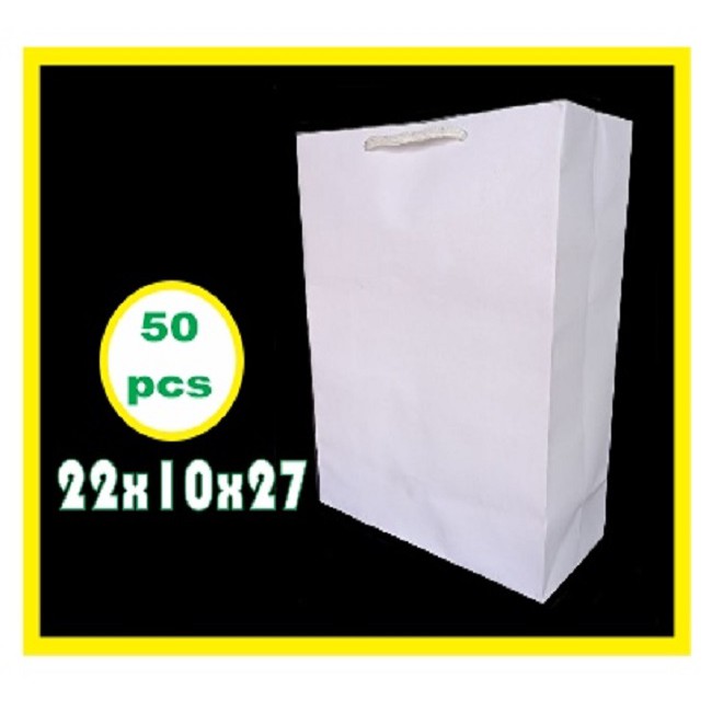 

50Pcs Tas Kertas 22X27 Paperbag Souvernir Paper Bag Kantong Polos Putih