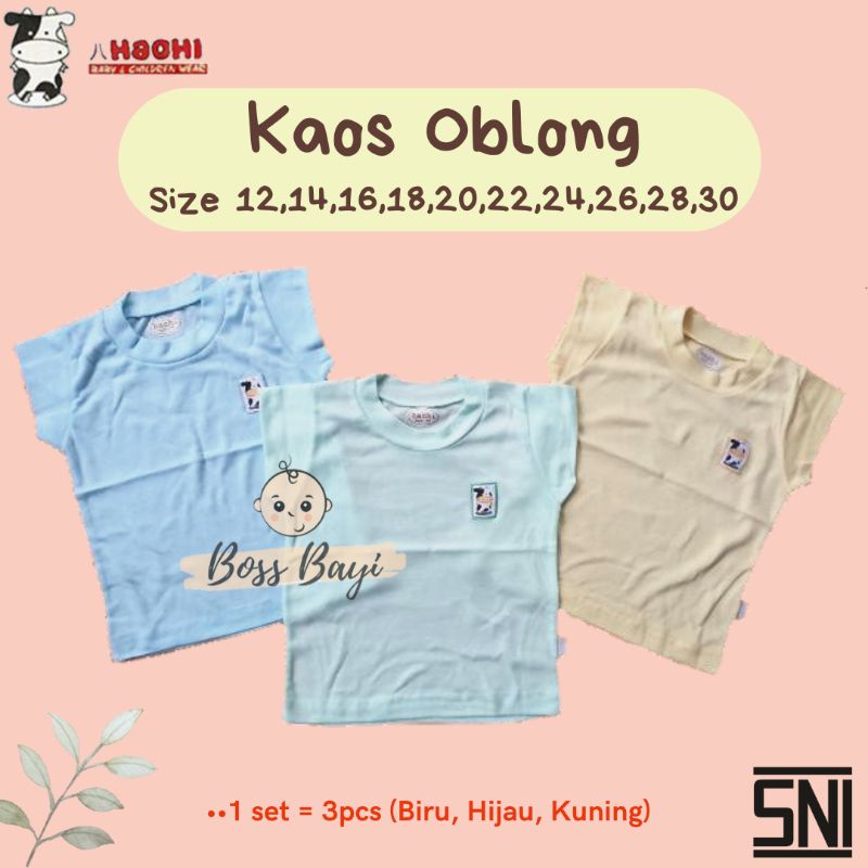 HACHI - Kaos Oblong Harian Bayi Anak Lengan Stali (per 3pc)