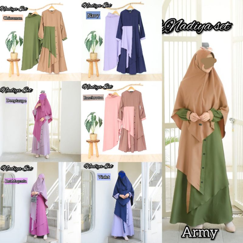 Gamis Nadiya set bahan torino by Mumtaz hijab