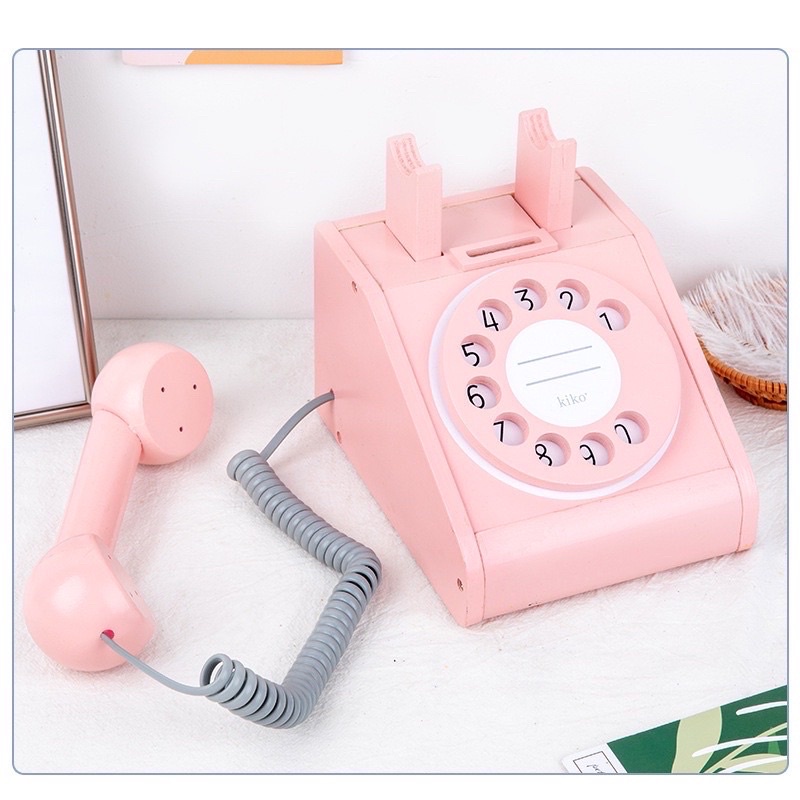 Wooden telephone - pretend toys - mainan telpon kayu