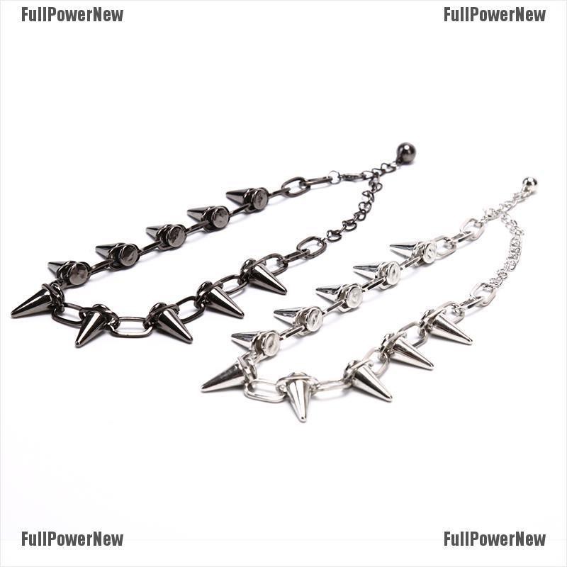 Kalung Choker Rantai Aksen Rivet Spike Gaya Punk Rock Untuk Perhiasan