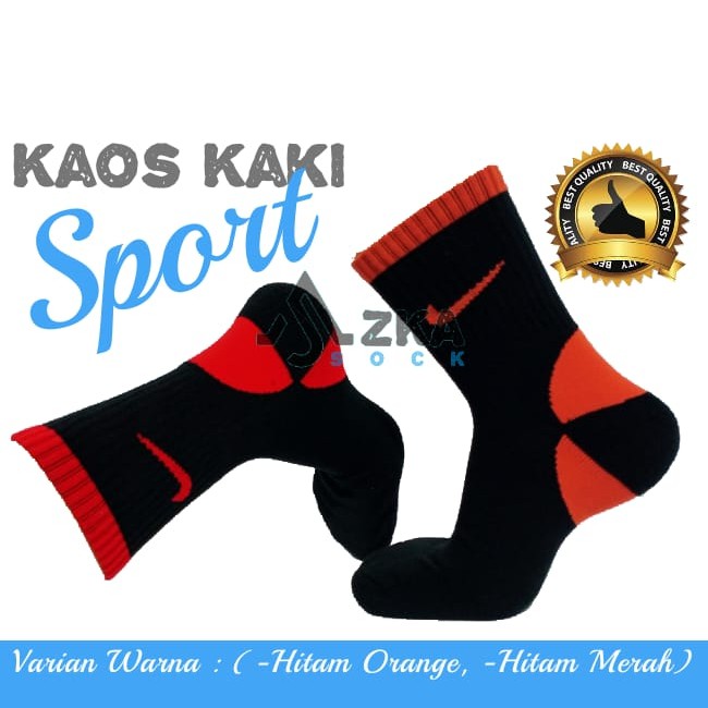 Kaos Kaki Sport PE TERRY (N13) Hitam Orange/Hitam Merah