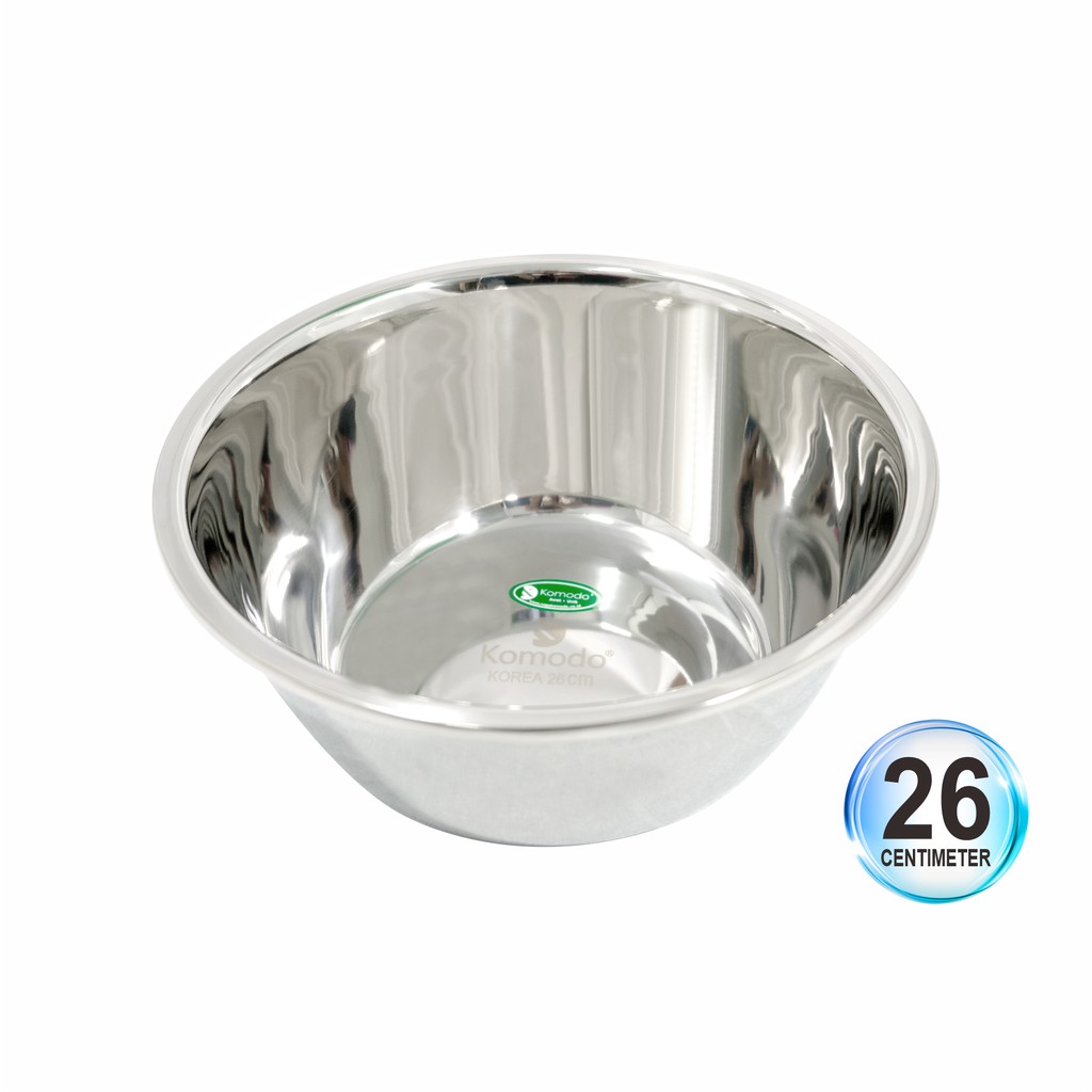 Komodo Baskom Korea Stainless Steel Tebal 26cm Mangkok Adonan Roti Baskom Korea 26 cm TOP ORINGAL