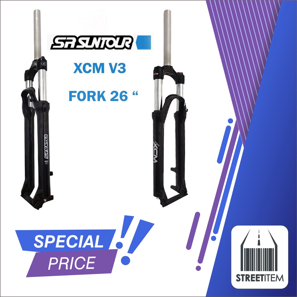 Jual Fork Sepeda MTB 26 inch SR Suntour XCM V3 Coil Spring QR Lurus