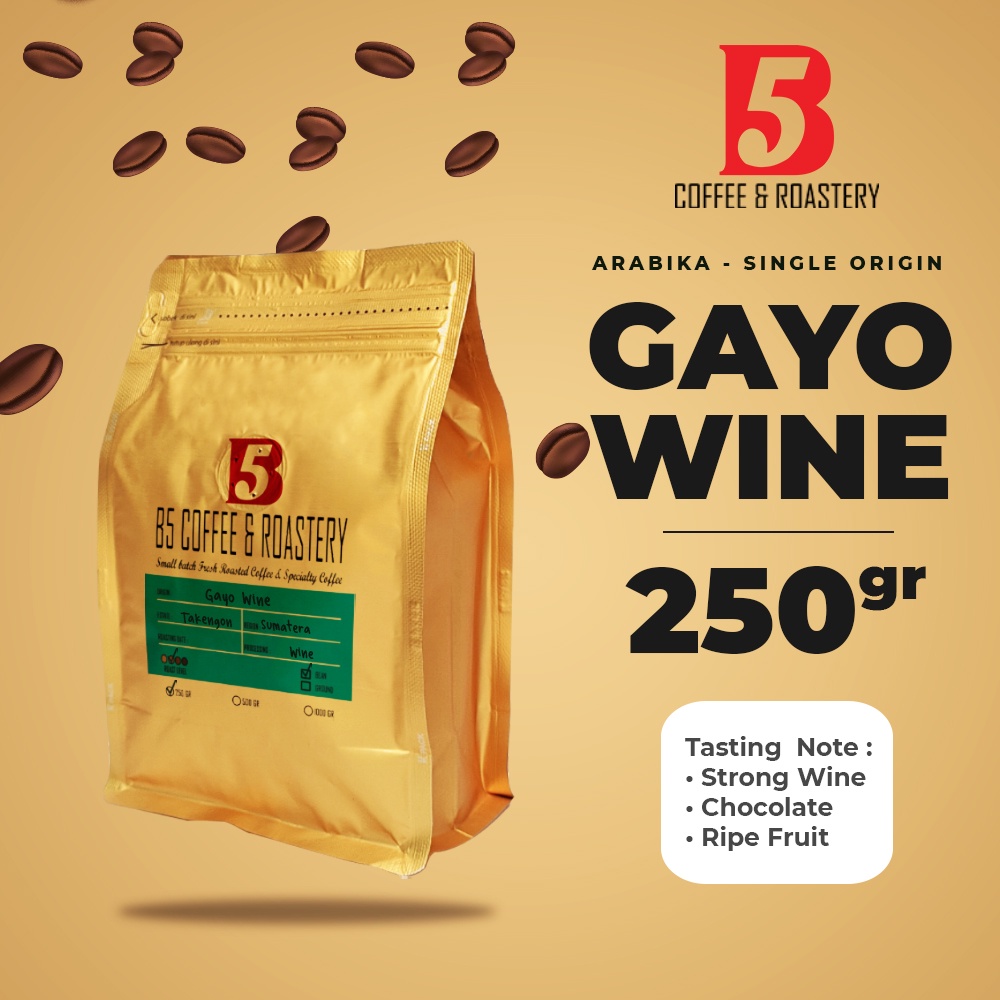 

Kopi Arabika Aceh Gayo Wine | Medium Roast 250 gr | B5 Coffee