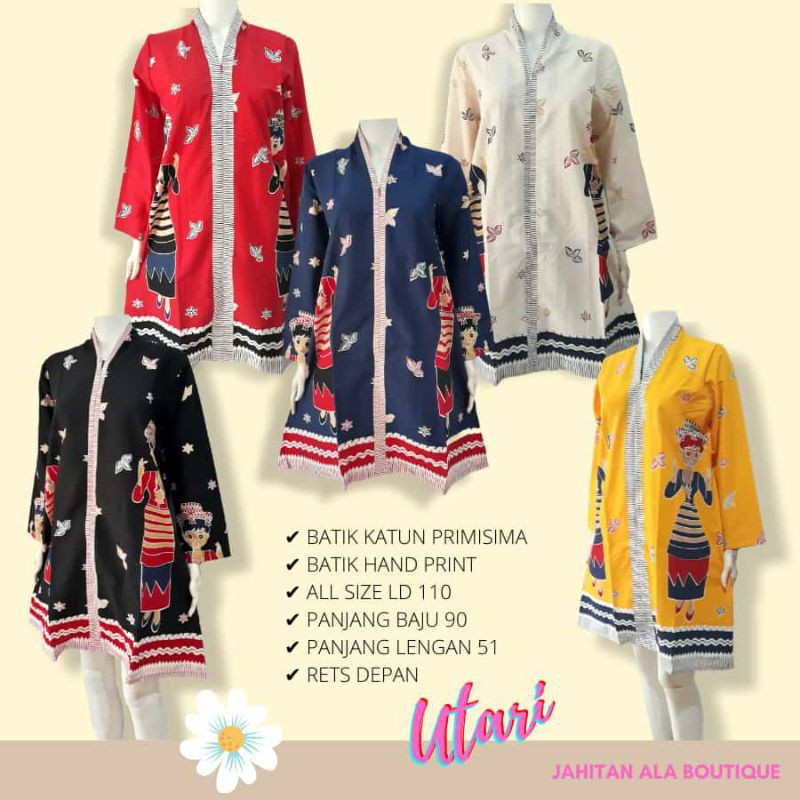 (COD) - TUNIK BATIK KARAKTER UTARI / TUNIK DRESS BATIK WANITA MODERN / BATIK KERJA WANITA