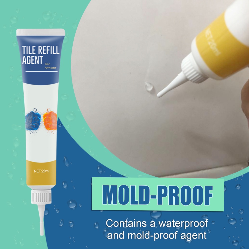 ღ 20g Agen Perbaikan Celah Genteng Tahan Air Tile Refill Grout Pen Mouldproof Filling Agents Tile Reform Coating Mould Cleaner Tile Sealer Repair Glue