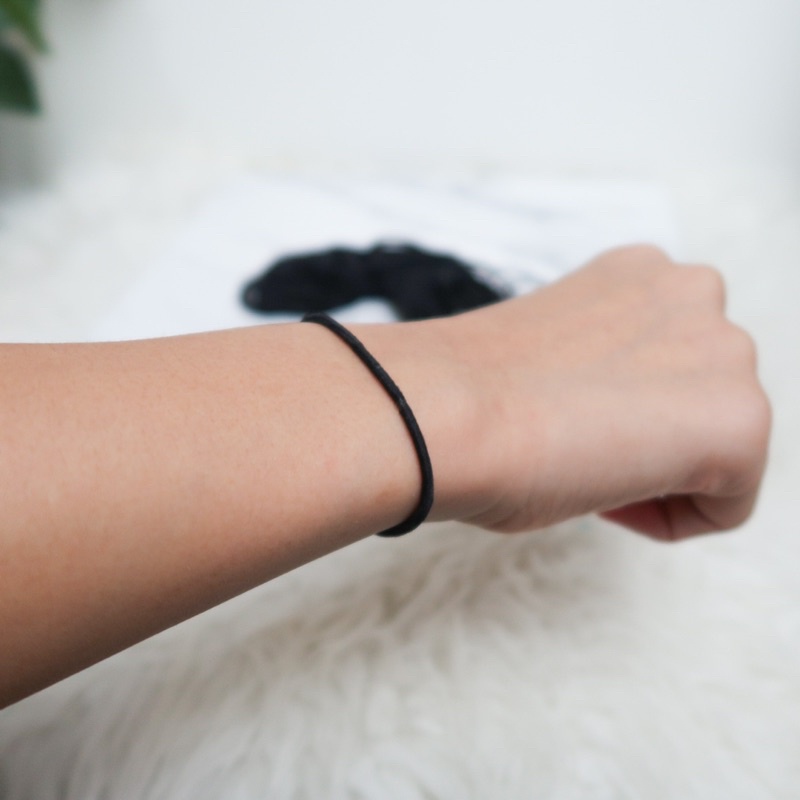 GELANG KARET IKAT RAMBUT ELASTIS 12pcs HITAM SOLID