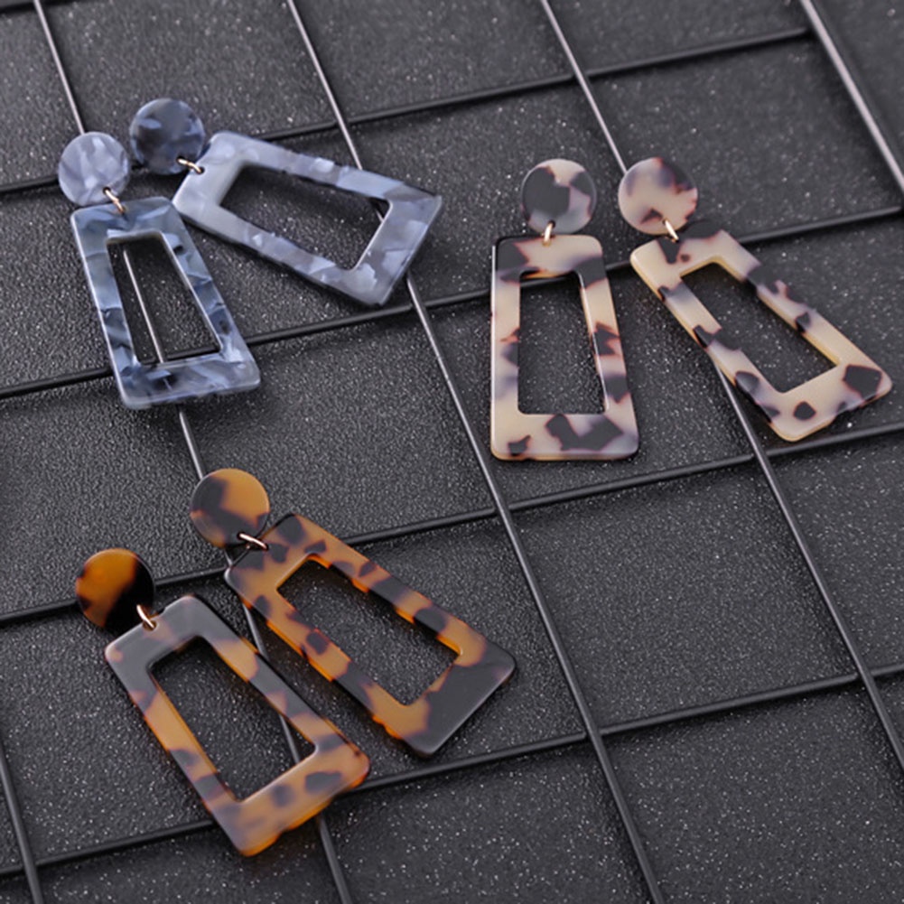 Hu Hu Hu Hu Hu Alat Bantu Pasang Kacamata♡ Anting Tusuk Gantung Statement Desain Geometri Warna Warni Untuk Wanita