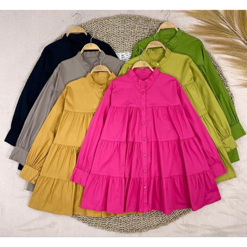 Fancy Tunik/tunik wanita/atasan wanita/blouse fuschia/korea tunik