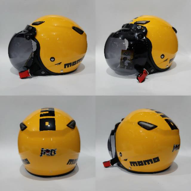 Helm JPN Momo Retro Kaca kuning gloss Kawai