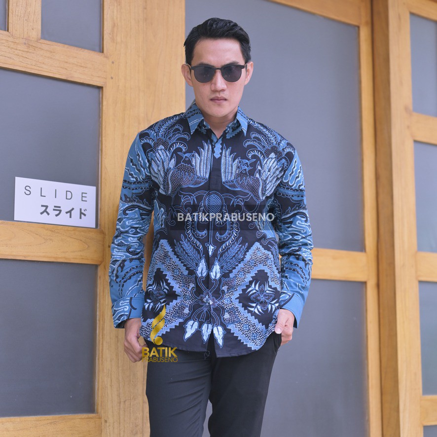 ARGO BIRU Kemeja Batik Pria Lengan Panjang Slimfit Prabuseno Original Baju﻿ Atasan Anak Muda Dewasa 