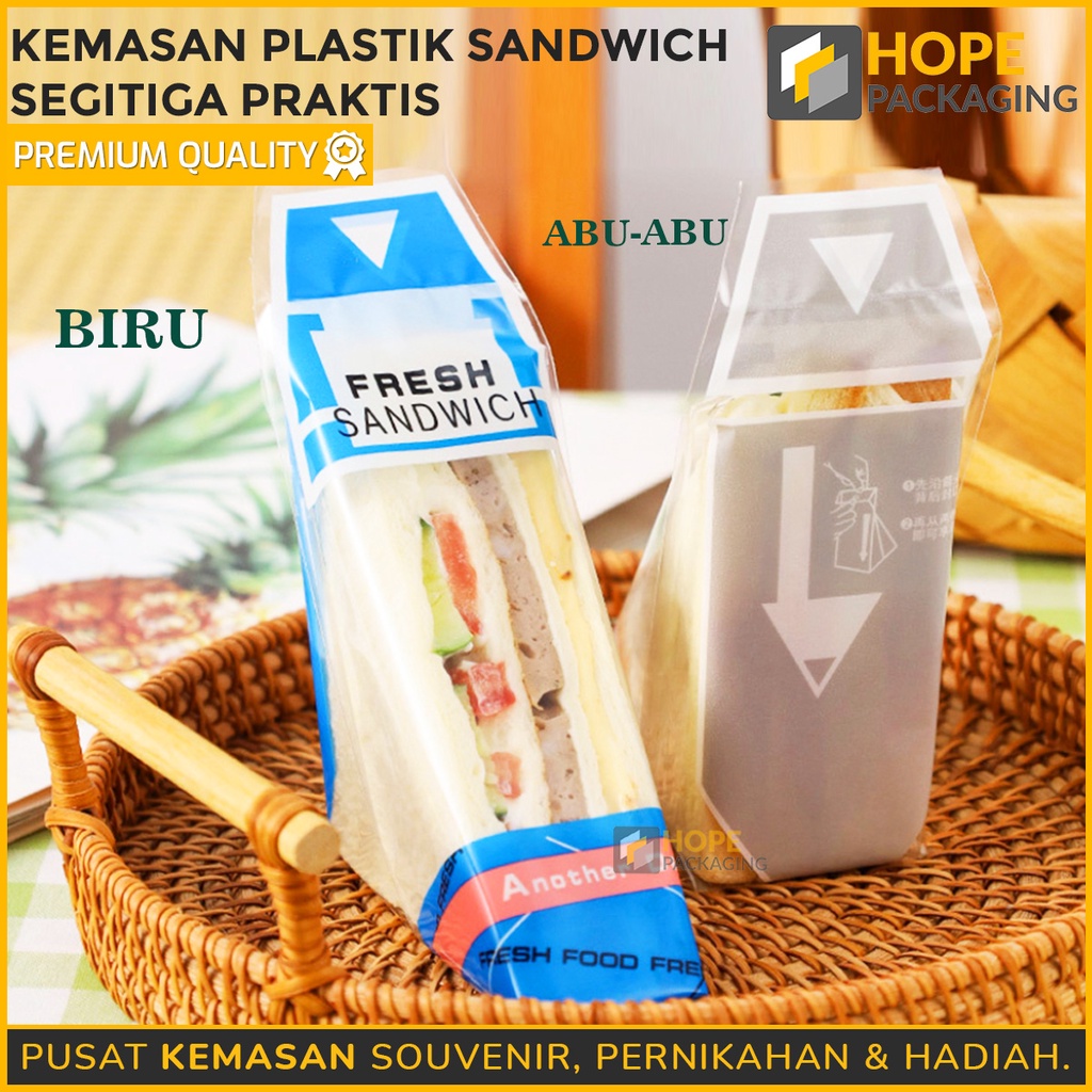 [Harga / 20 pcs] Kemasan Plastik Sandwich Segitiga Praktis / Plastik Roti Sandwich / Plastik Wrap Roti / Sandwich Bentuk Segitiga