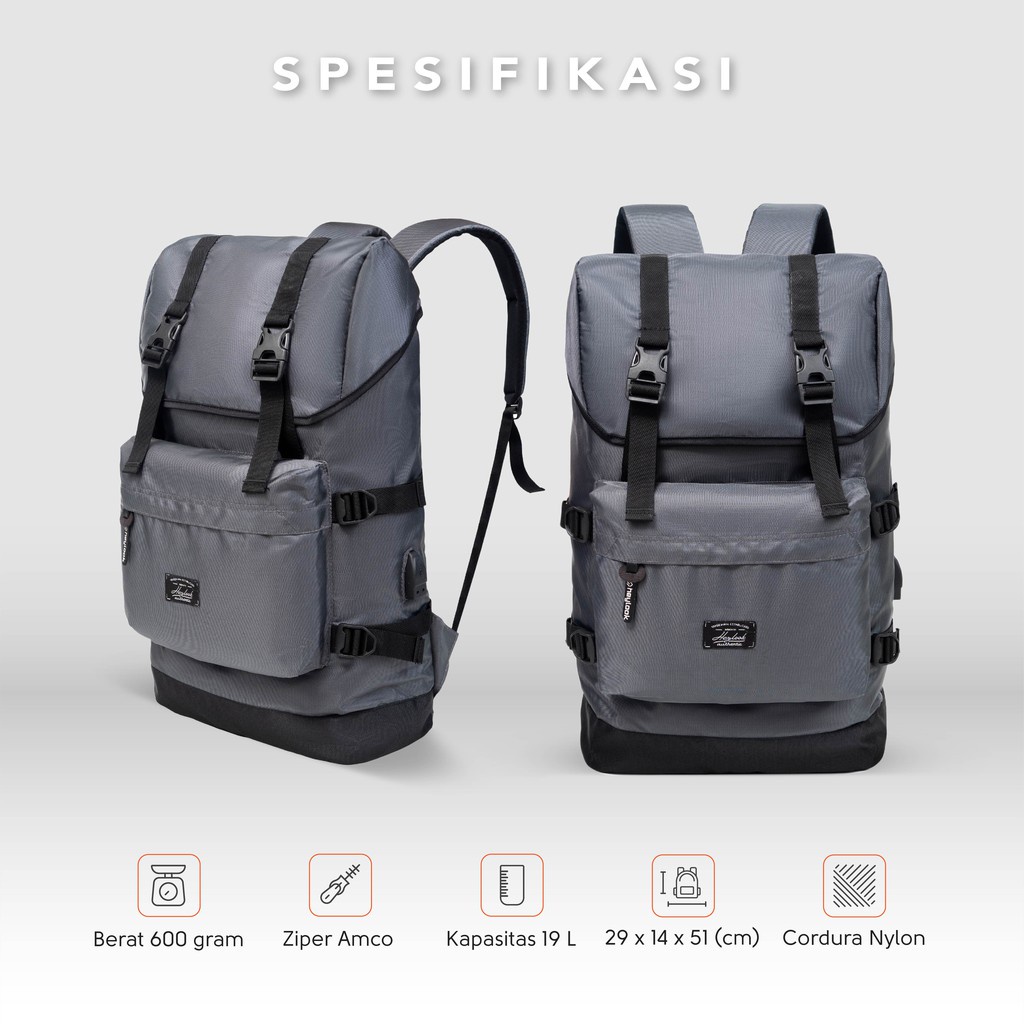 HEYLOOK Project - (Free Raincover+USB) Tas Ransel Pria Wanita Backpack DALTON Tas Ransel Laptop Sekolah Kuliah Kerja