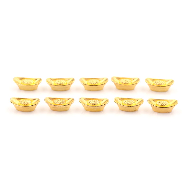 【Theredsunrisesiwy.id】10pcs Chinese Gold Ingot Lucky Yuanbao Ornament Decor For FortuneWealth